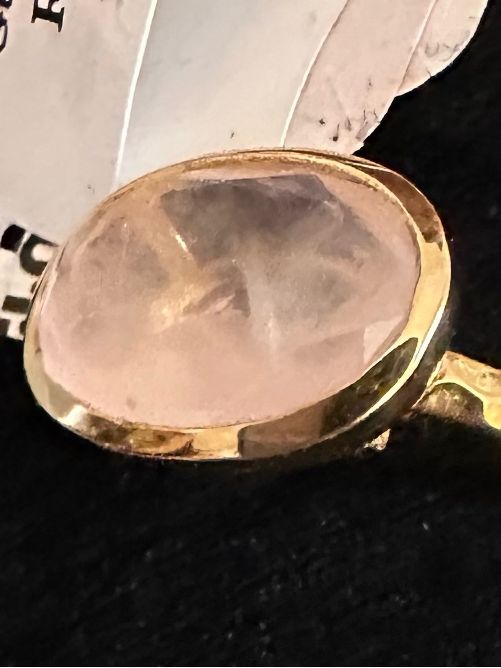 18k Gold plated Ring with Rose Quartz Oval Gemstone size 8
